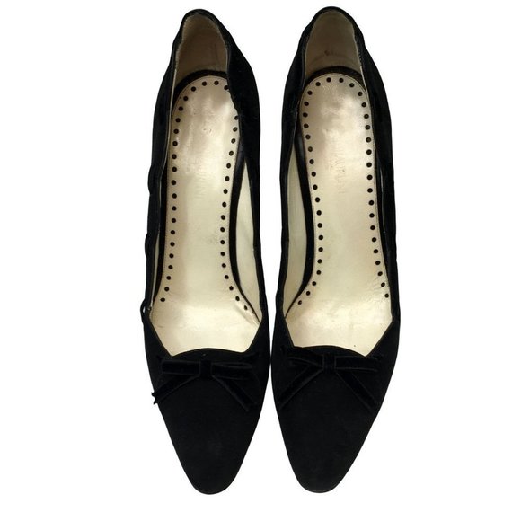YSL Yves Saint Laurent Suede Leather Heels Size 39.5 Scallop Edge Pumps Womens - Picture 6 of 12